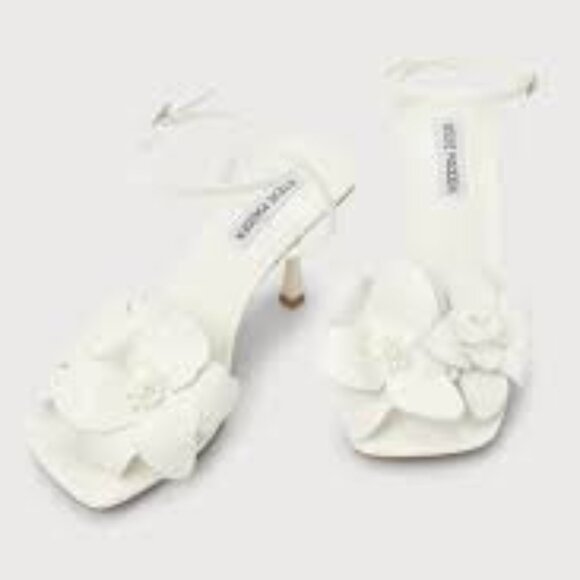 Steve Madden Amani White Flower Square Toe Ankle Strap High Heel Sandals NWOB 6 - Picture 4 of 13